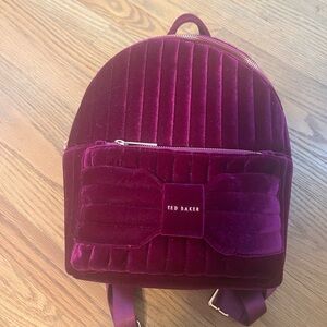 Ted Baker Fushia Velvet Backpack Purse